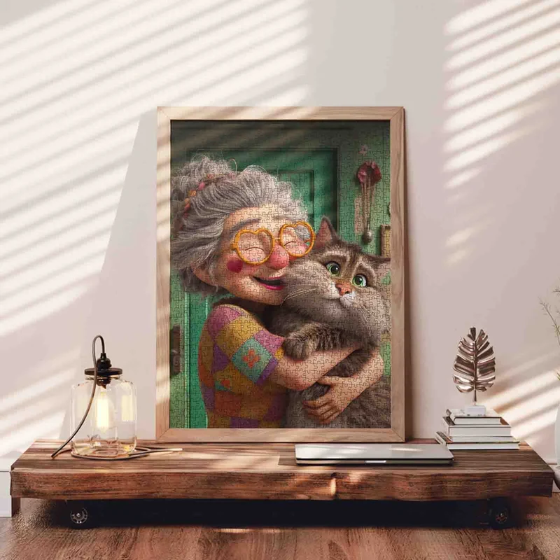 Playful Seniors - Grandma and Her Fluffy Cat (1000pcs)