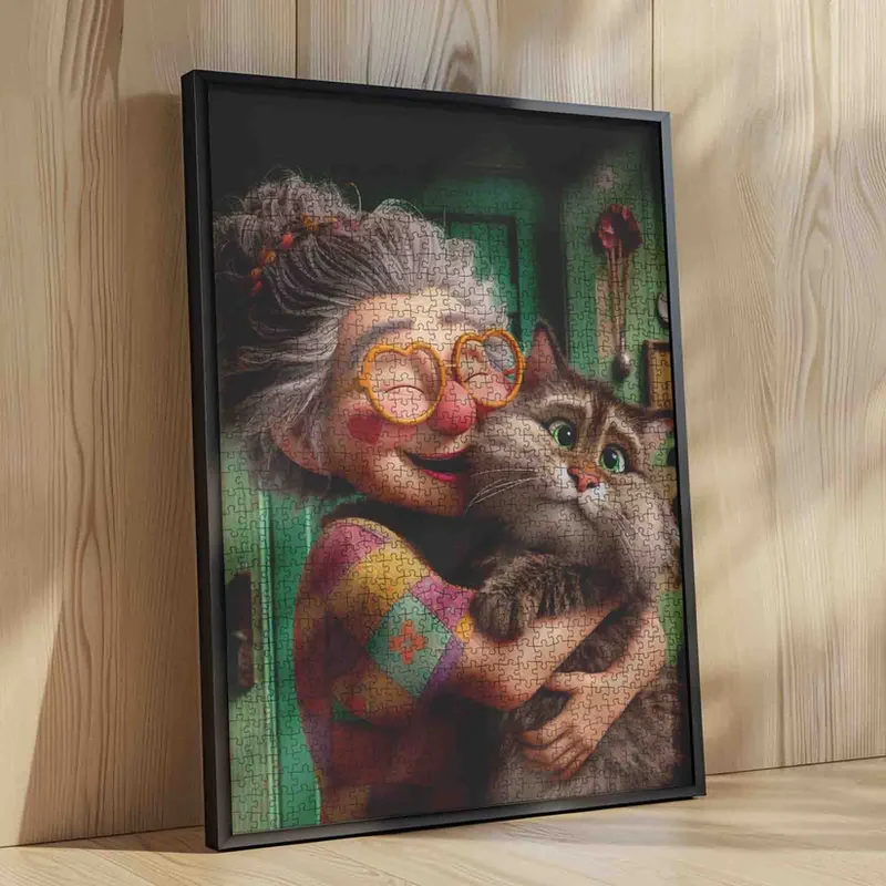 Playful Seniors - Grandma and Her Fluffy Cat (1000pcs)