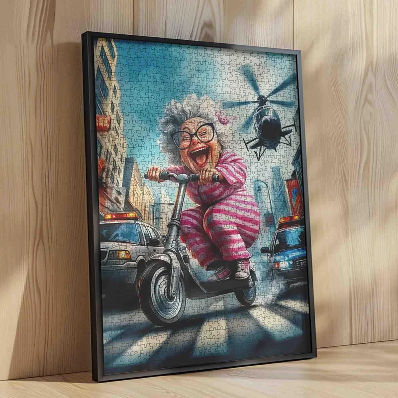 Playful Seniors - Laughing Grandma's Scooter Getaway (1000pcs)