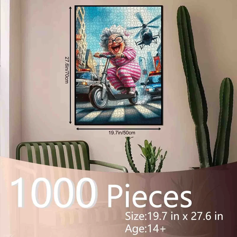 Playful Seniors - Laughing Grandma's Scooter Getaway (1000pcs)