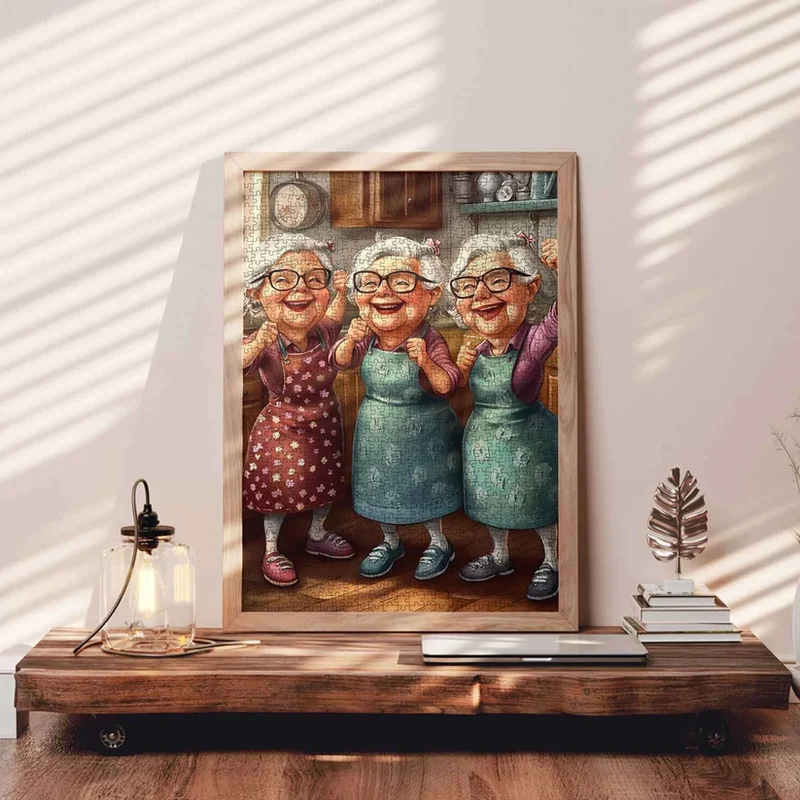 Playful Seniors - Dancing Grandmas in Kitchen (1000pcs)