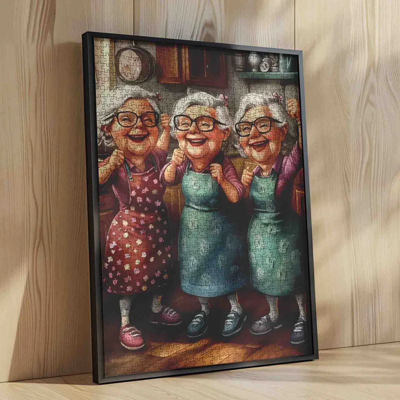 Playful Seniors - Dancing Grandmas in Kitchen (1000pcs)