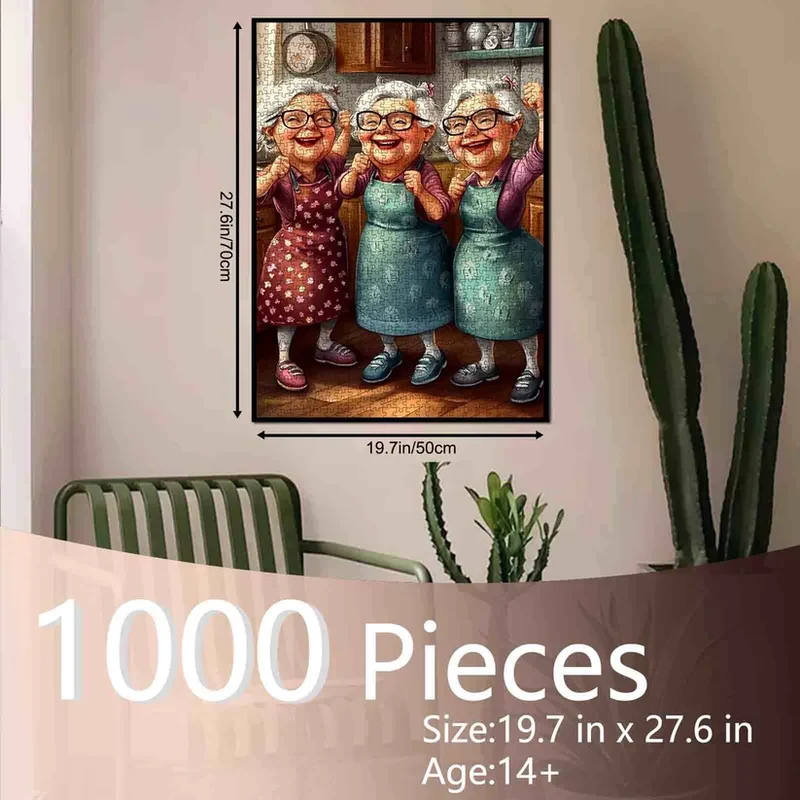 Playful Seniors - Dancing Grandmas in Kitchen (1000pcs)