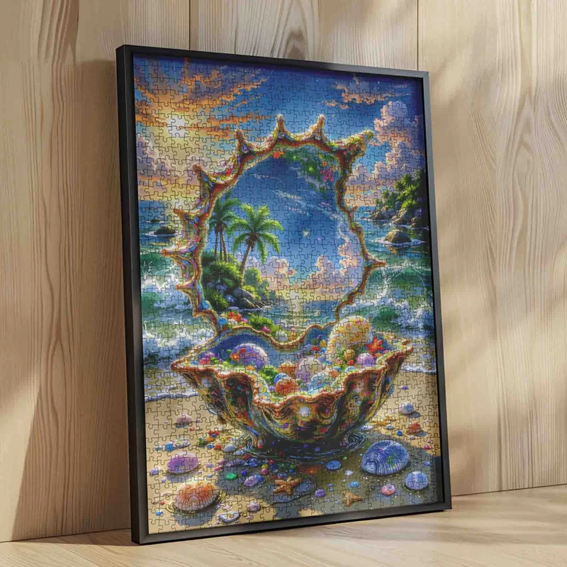 Sunlit Tropical Cove in Giant Seashell (1000pcs)
