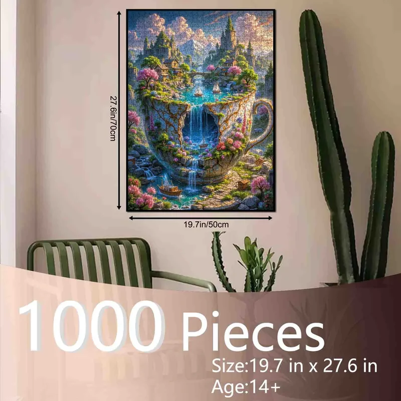 Fantasy Cliffside Village in Teacup (1000pcs)