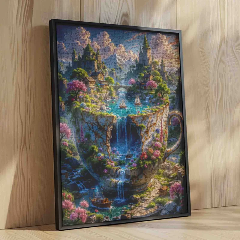 Fantasy Cliffside Village in Teacup (1000pcs)