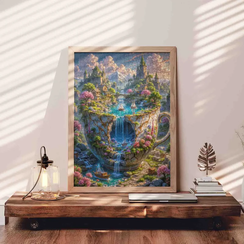 Fantasy Cliffside Village in Teacup (1000pcs)