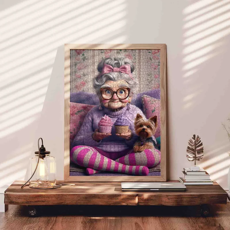 Playful Seniors - Grandma with Cupcakes and Yorkie (1000pcs)