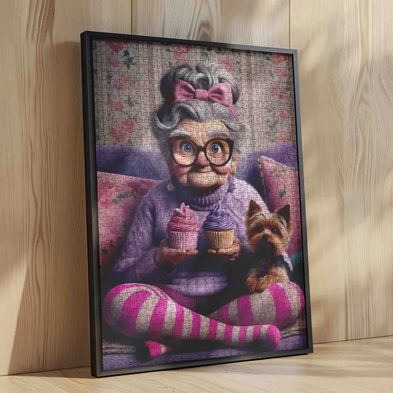 Playful Seniors - Grandma with Cupcakes and Yorkie (1000pcs)