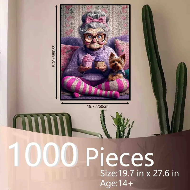 Playful Seniors - Grandma with Cupcakes and Yorkie (1000pcs)