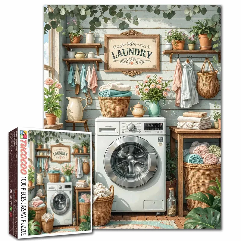 Cozy Green Laundry Room (1000pcs)