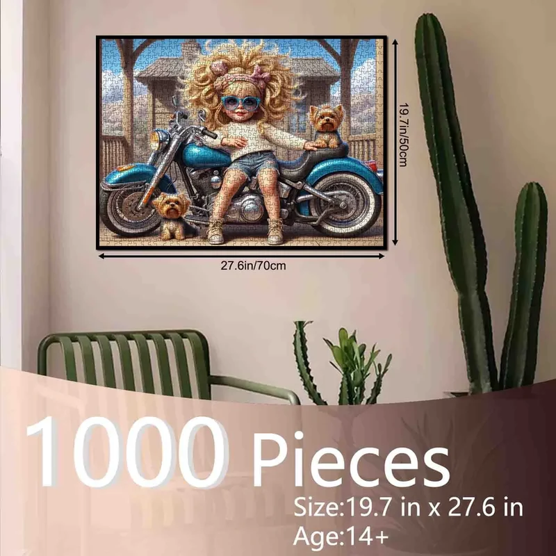 Cool Biker Girl and Pups (1000pcs)