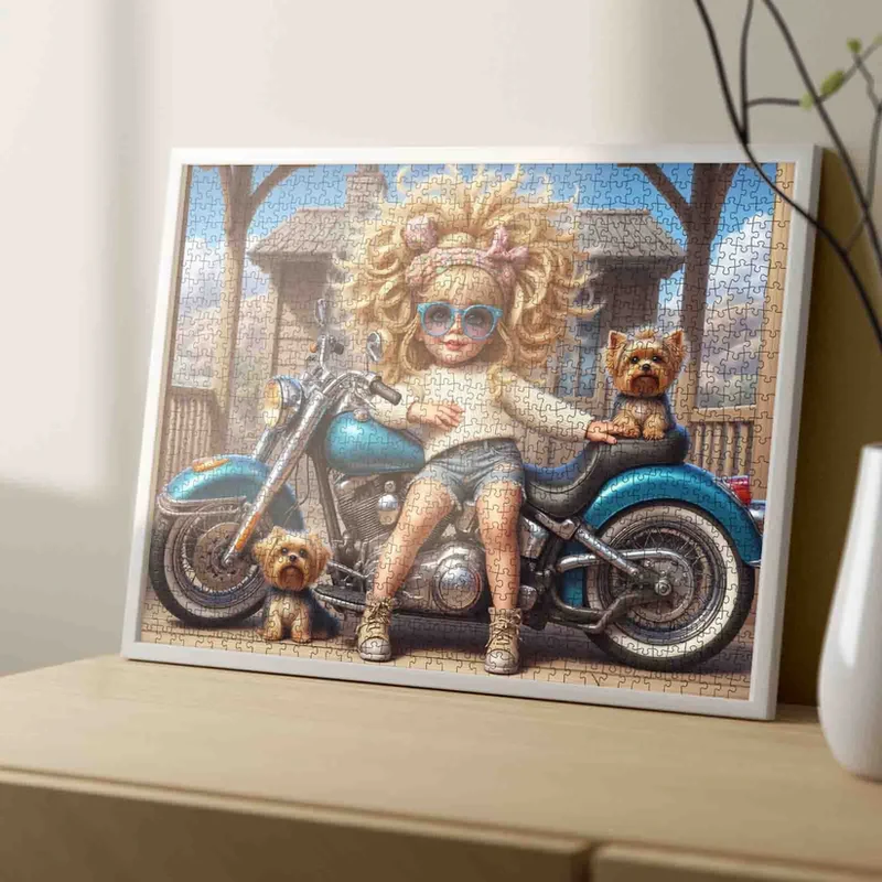 Cool Biker Girl and Pups (1000pcs)