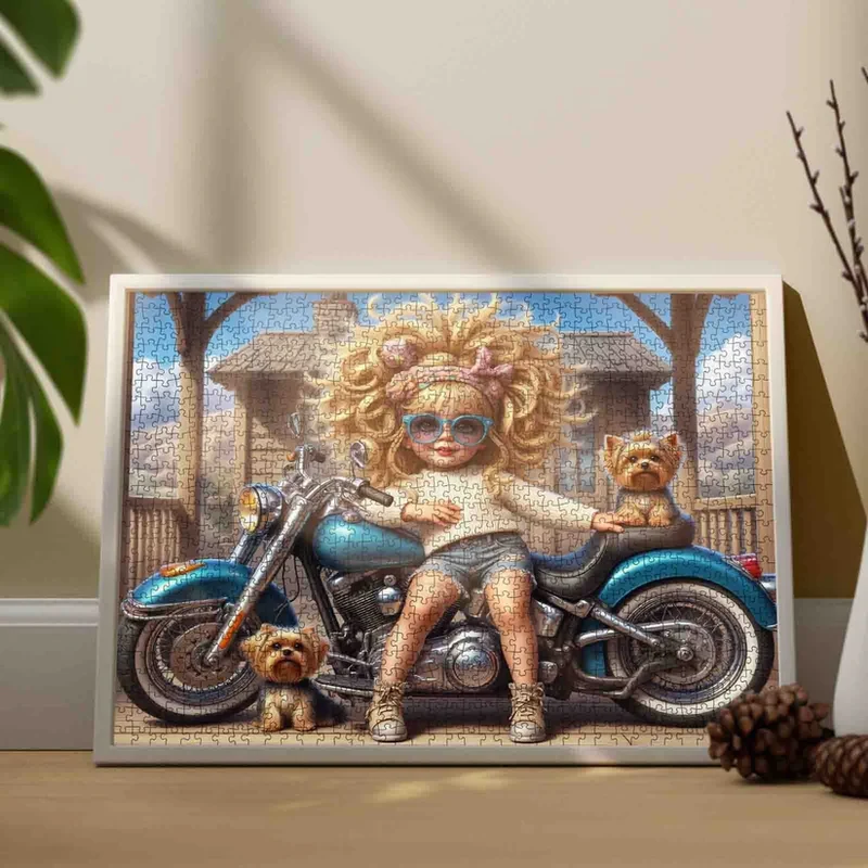 Cool Biker Girl and Pups (1000pcs)