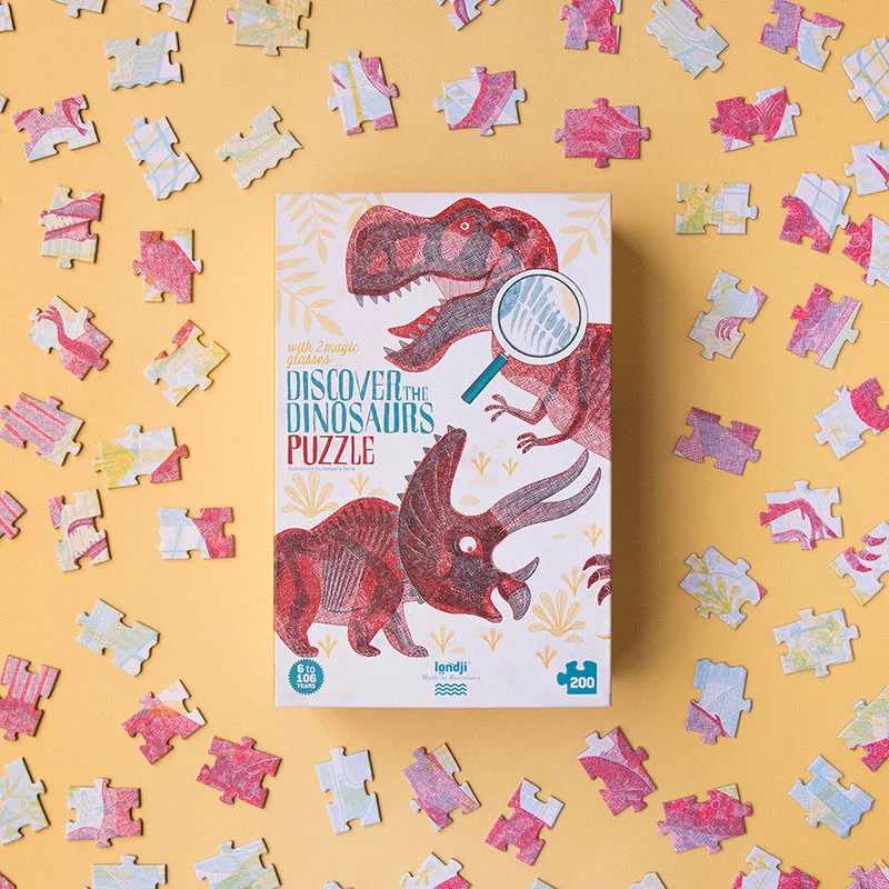 Lernpuzzle mit Spiel – Entdecke die Welt der Dinosaurier
