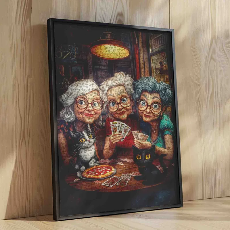 Playful Seniors - Playful Grandmas and Cats at Cozy Card Night (1000pcs)