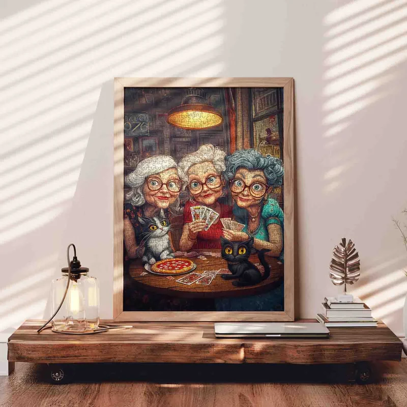 Playful Seniors - Playful Grandmas and Cats at Cozy Card Night (1000pcs)