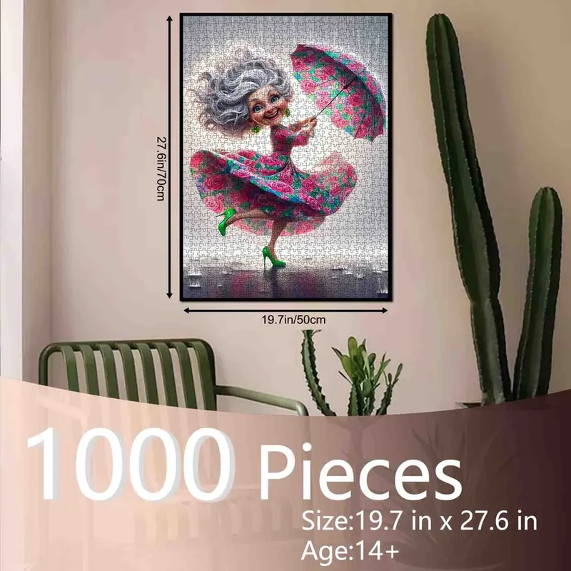 Playful Seniors - Dancing Grandma in Rain (1000pcs)
