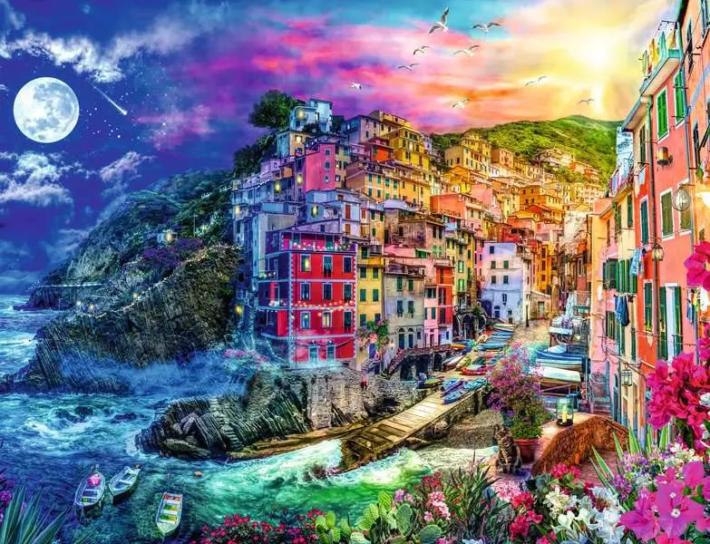 PFG Ravensburger Colorful Cinque Terre (2000pcs) (Usage/Used - PUZZLES FOR GOOD)