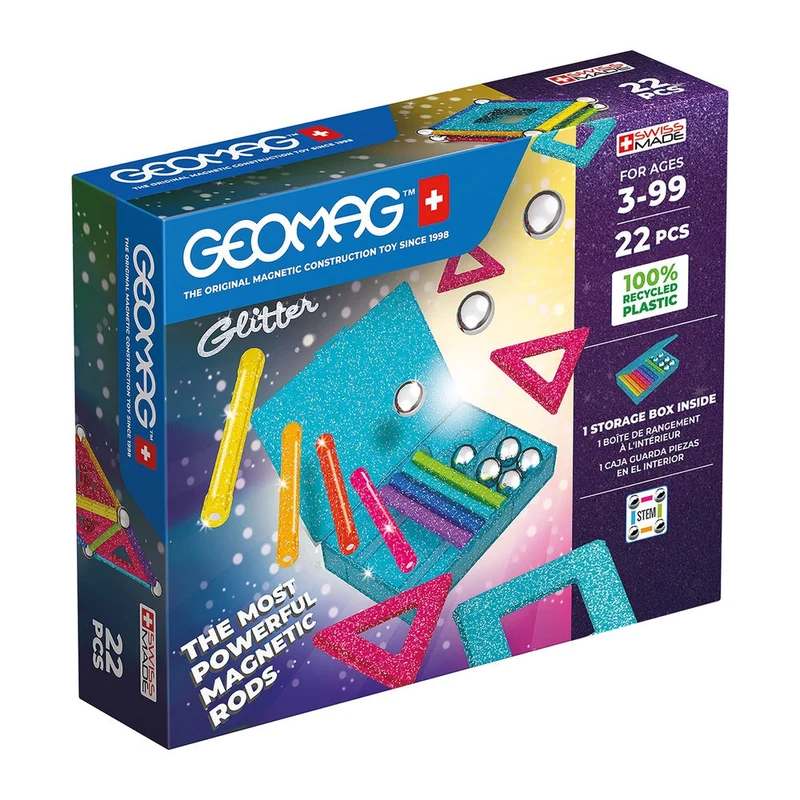 Geomag Panels GREEN line GLITTER 22 Teile