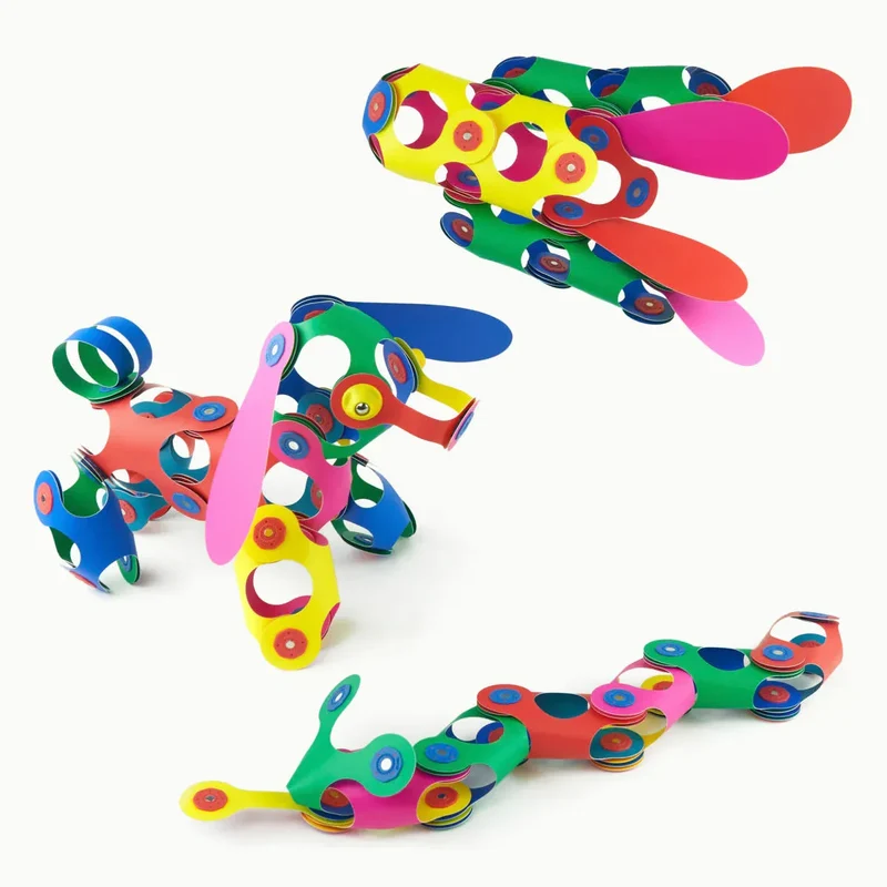 CLIXO Rainbow Pack mit 39 Spielscheiben und 3 Spinner - Magnetspielzeug