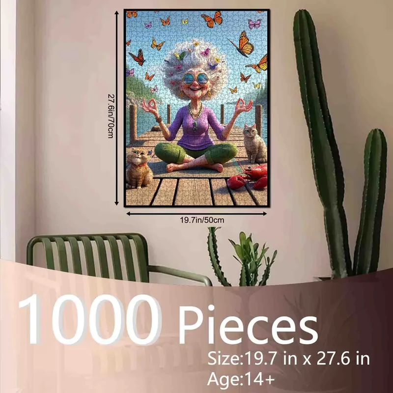Playful Seniors - Meditating Grandma on Dock (1000pcs)