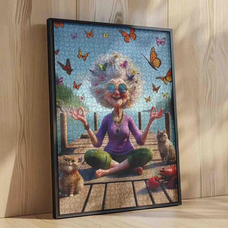 Playful Seniors - Meditating Grandma on Dock (1000pcs)