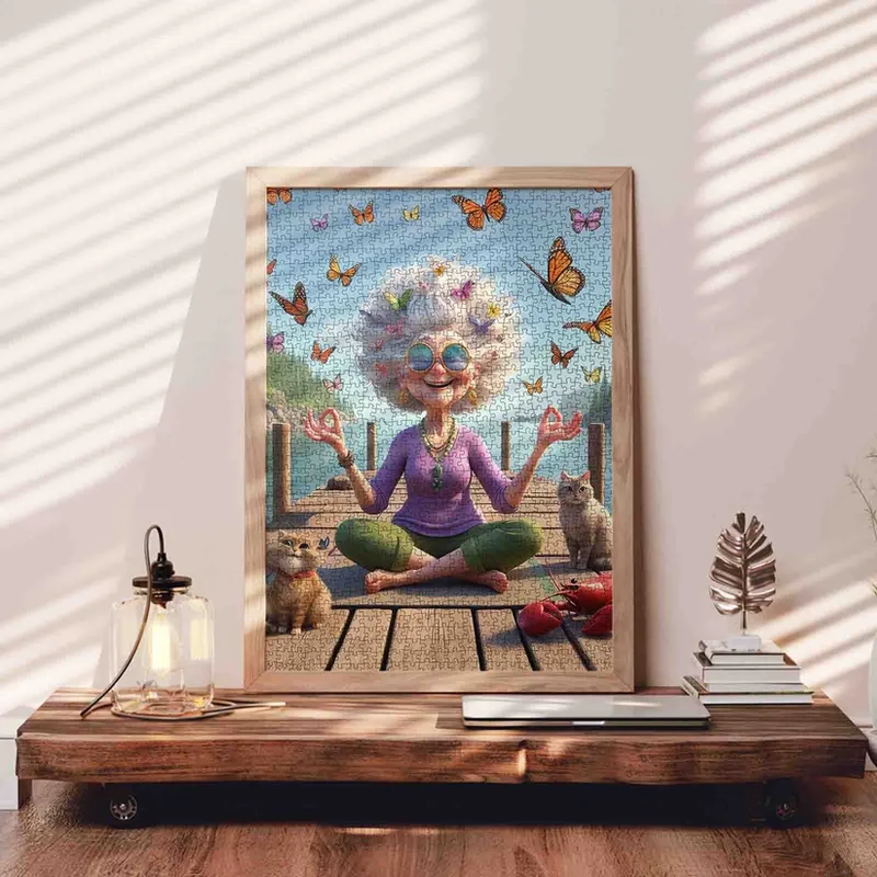 Playful Seniors - Meditating Grandma on Dock (1000pcs)