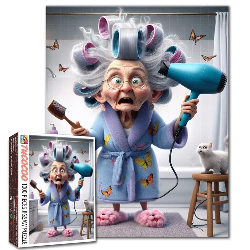 Playful Seniors - Hair Dryer Panic Granny (1000pcs)