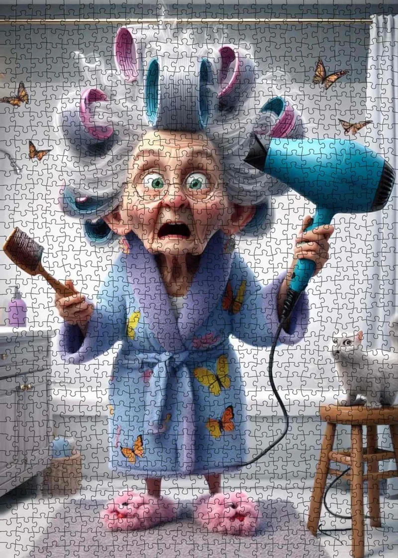 Playful Seniors - Hair Dryer Panic Granny (1000pcs)