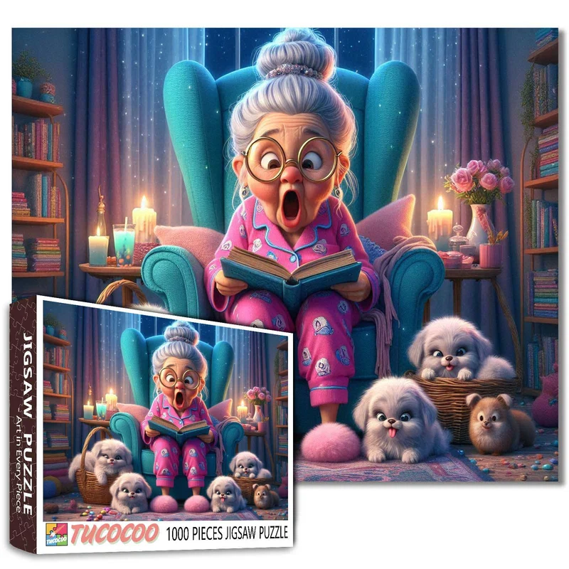 Playful Seniors - Funny Grandma and Fluffy Pups (1000pcs)