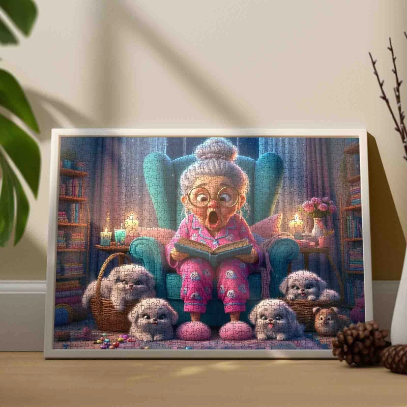 Playful Seniors - Funny Grandma and Fluffy Pups (1000pcs)