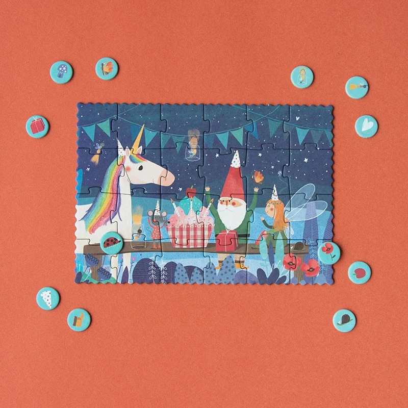 Taschenpuzzle mit Beobachtungsspiel – Einhorn 24 Teile
