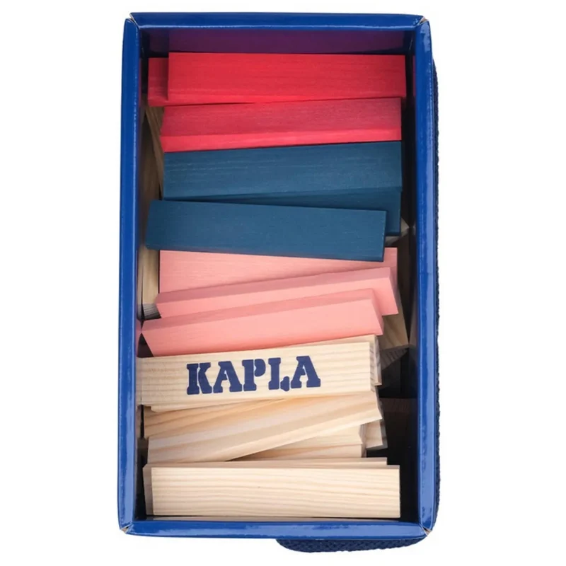 KAPLA - Baukasten mit Holzbrettchen 120 Stück - rot, rosa, dunkelblau