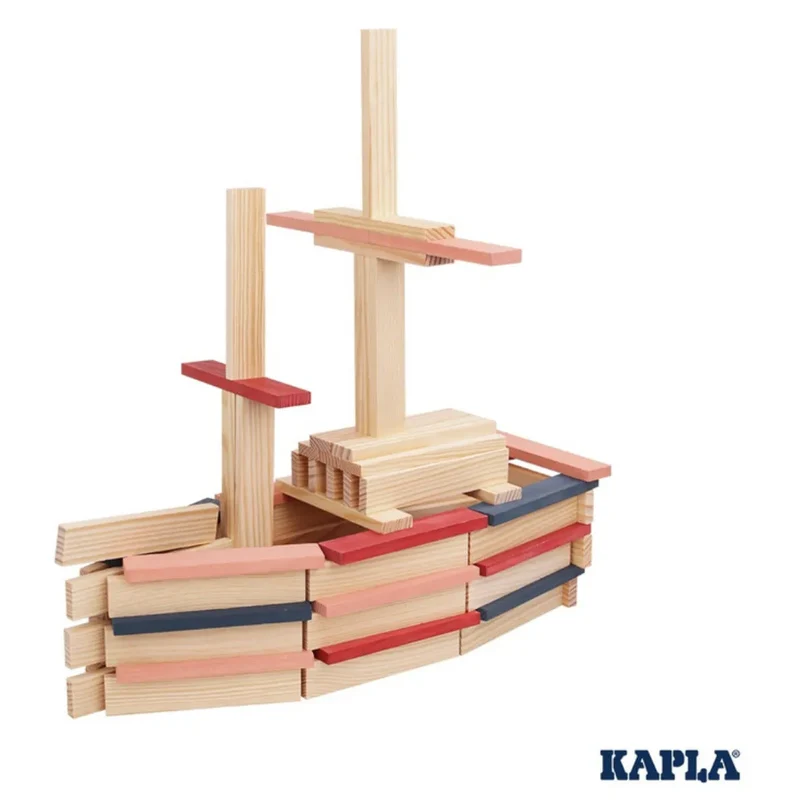 KAPLA - Baukasten mit Holzbrettchen 120 Stück - rot, rosa, dunkelblau