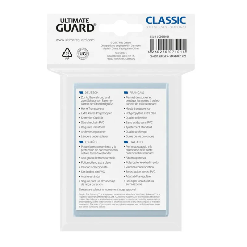 Ultimate Guard - Classic Soft Sleeves Standardgröße Transparent
