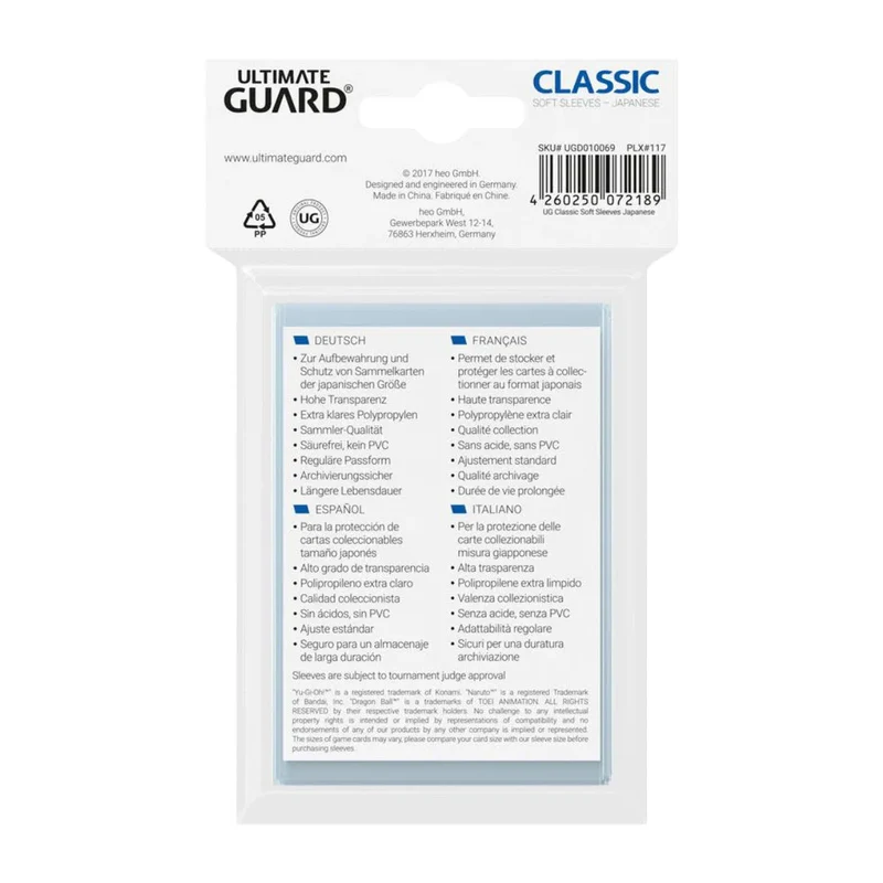 Ultimate Guard - Classic Soft Sleeves Japanische Größe Transparent