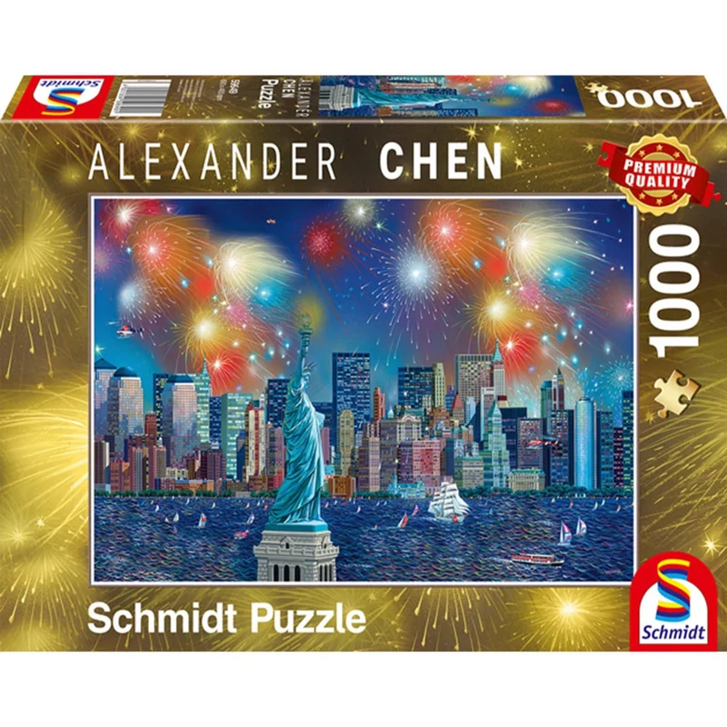 Puzzle Freiheitsstatue mit Feuerwerk, 1000 Teile