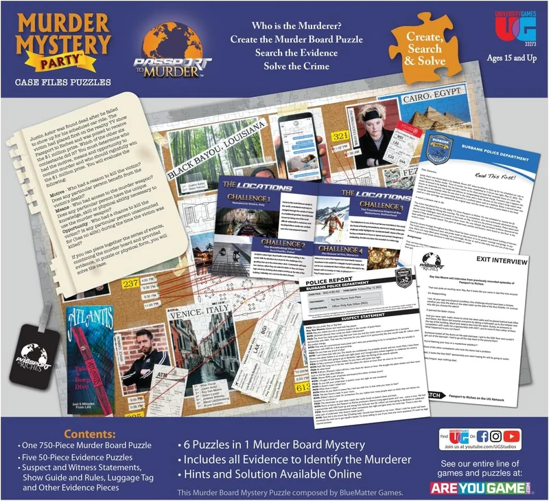 PFG Murder Mystery Case File Puzzle - Passport to Murder (6-in-1) (Usage/Used - PUZZLES FOR GOOD)