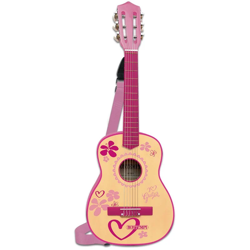 Bontempi Gitarre 6 Saiten aus Holz, pink