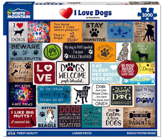PFG I Love Dogs, Doug Banks (1000pcs) (Usage/Used - PUZZLES FOR GOOD)