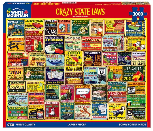 PFG Crazy State Laws, Steve Cameron (1000pcs) (Usage/Used - PUZZLES FOR GOOD)