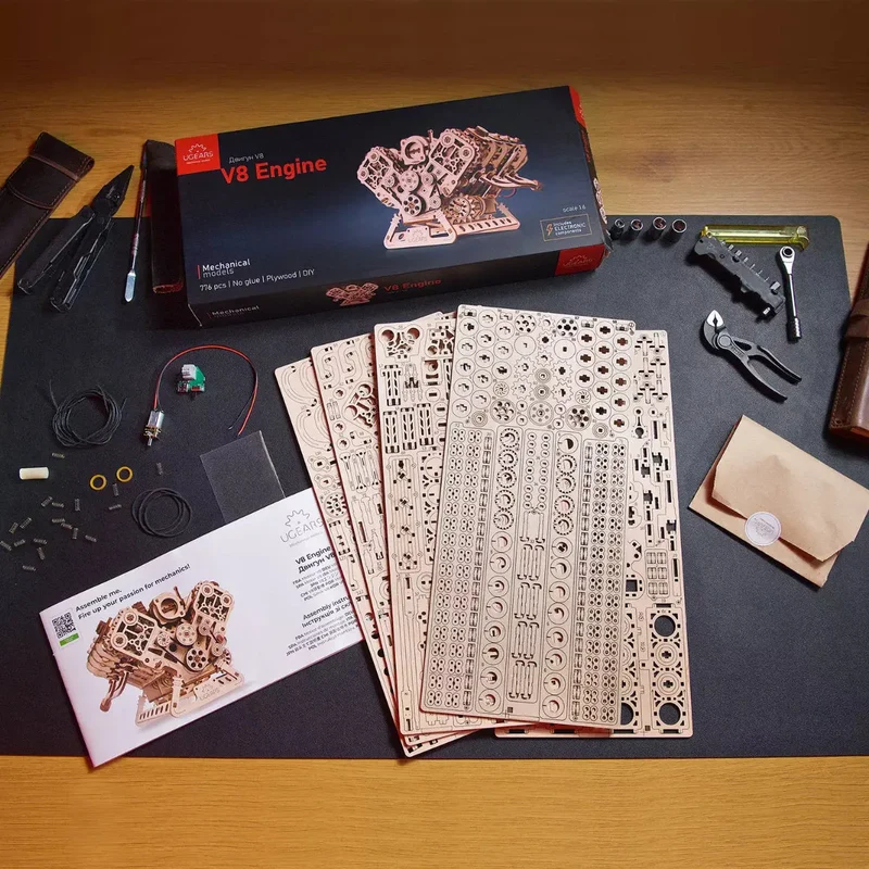 UGEARS 70264 - V8 Motor - 3D Holzbausätze