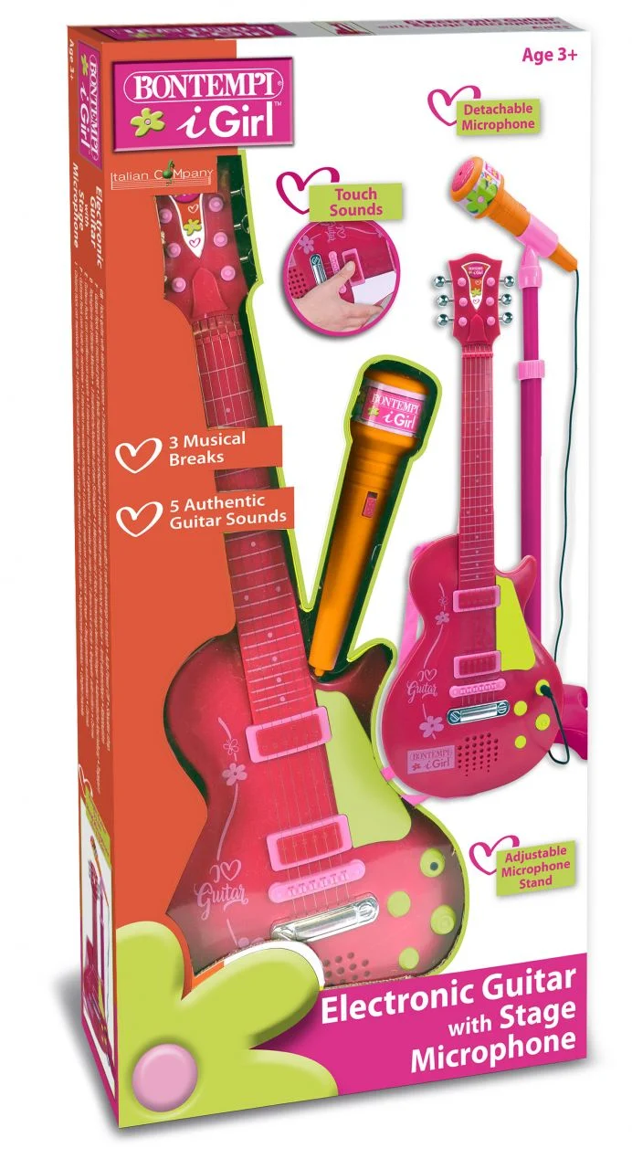Bontempi Rockgitarre mit Standmikrofon-Verstärker