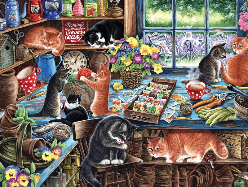 PFG Cats - In The Garden Shed (750pcs) (Usage/Used - PUZZLES FOR GOOD)