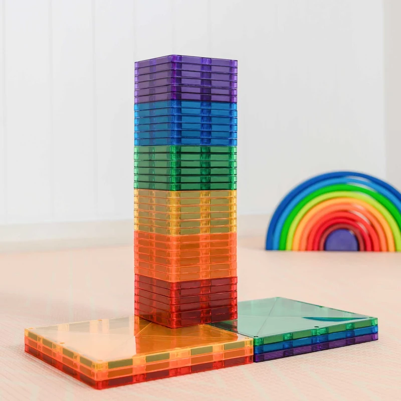 Magnetbausteine – Regenbogen-Quadrat-Set 42 Teile