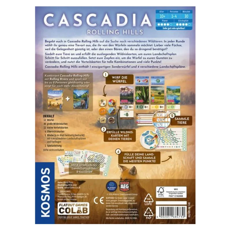 Kosmos - Cascadia Rolling Hills - Roll und Write Spiel