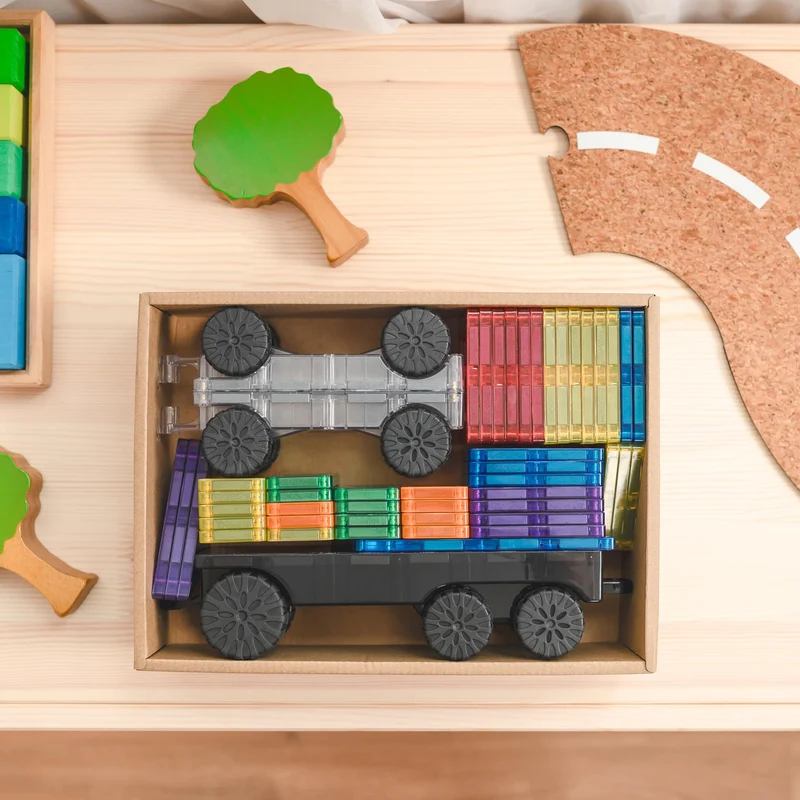 Magnetbausteine – Rainbow Transport-Set 50 Teile