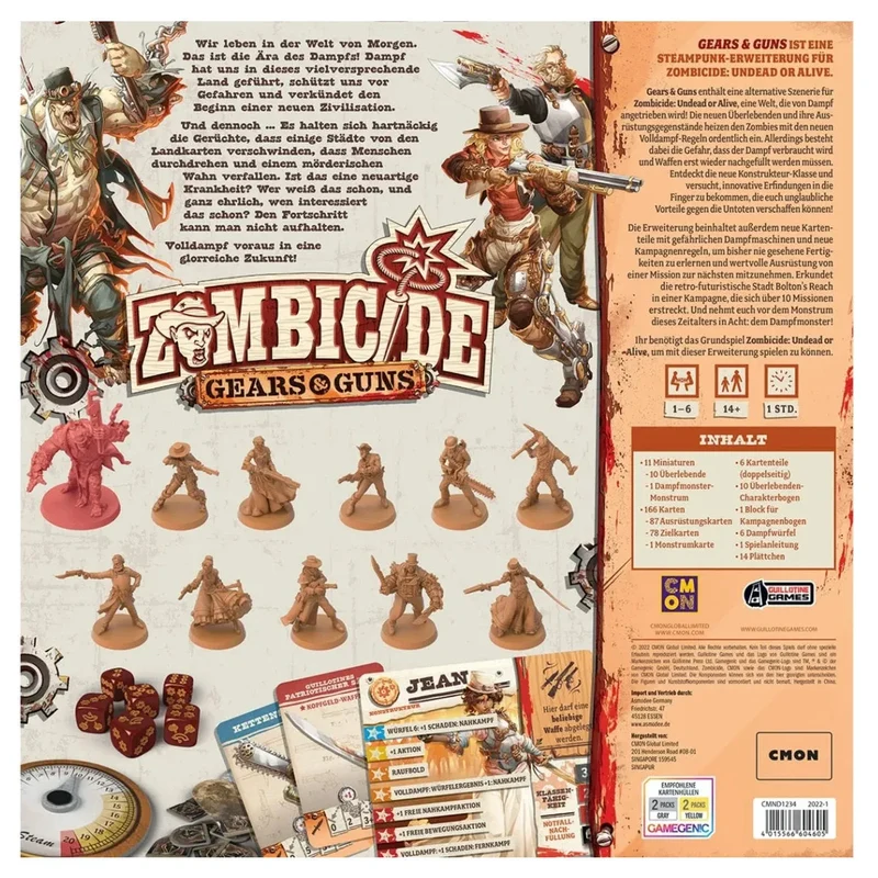 Asmodee - Zombicide Undead or Alive Gears and Guns - Brettspiel