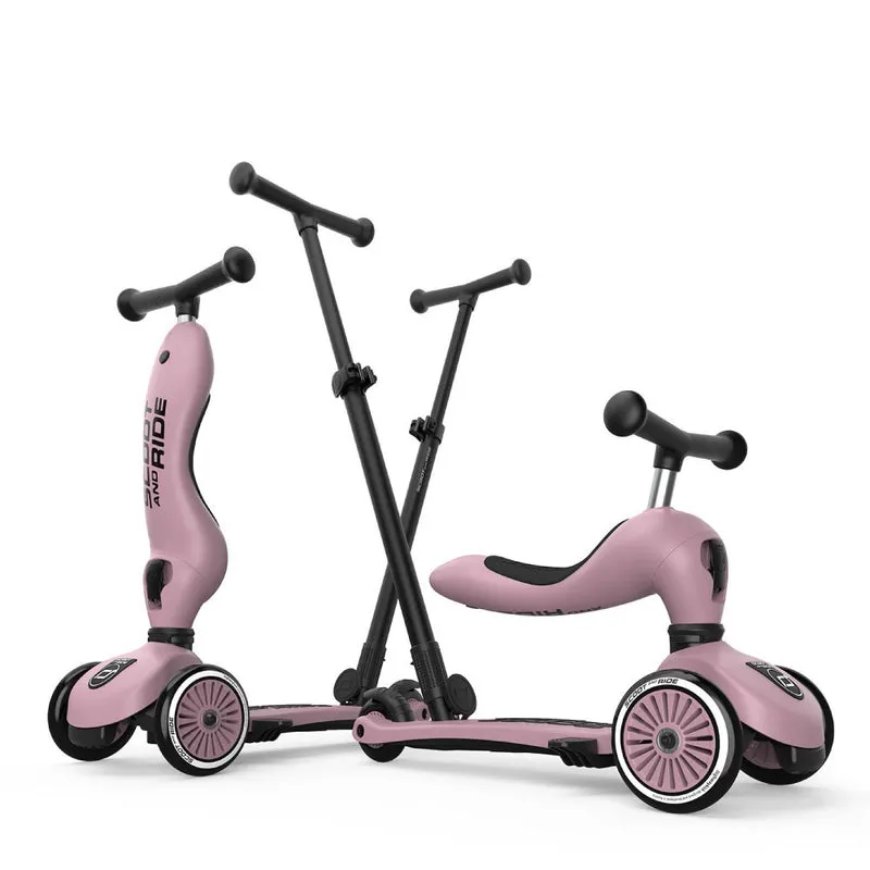 Rutschauto und Roller mit Lenker Highwaykick 1 Push and Go 2in1 1-5 Jahre - Wildberry